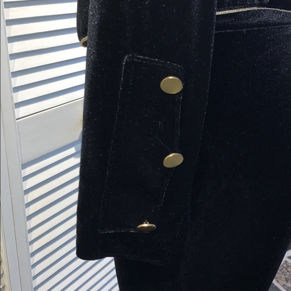 WHO WHAT WEAR Black Velvet Military Style Jacket - Picture 6 of 9